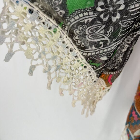 Mushka by Sienna Rose M Sheer Tunic Top Green Blue Paisley Bohemian Festival - Picture 8 of 9